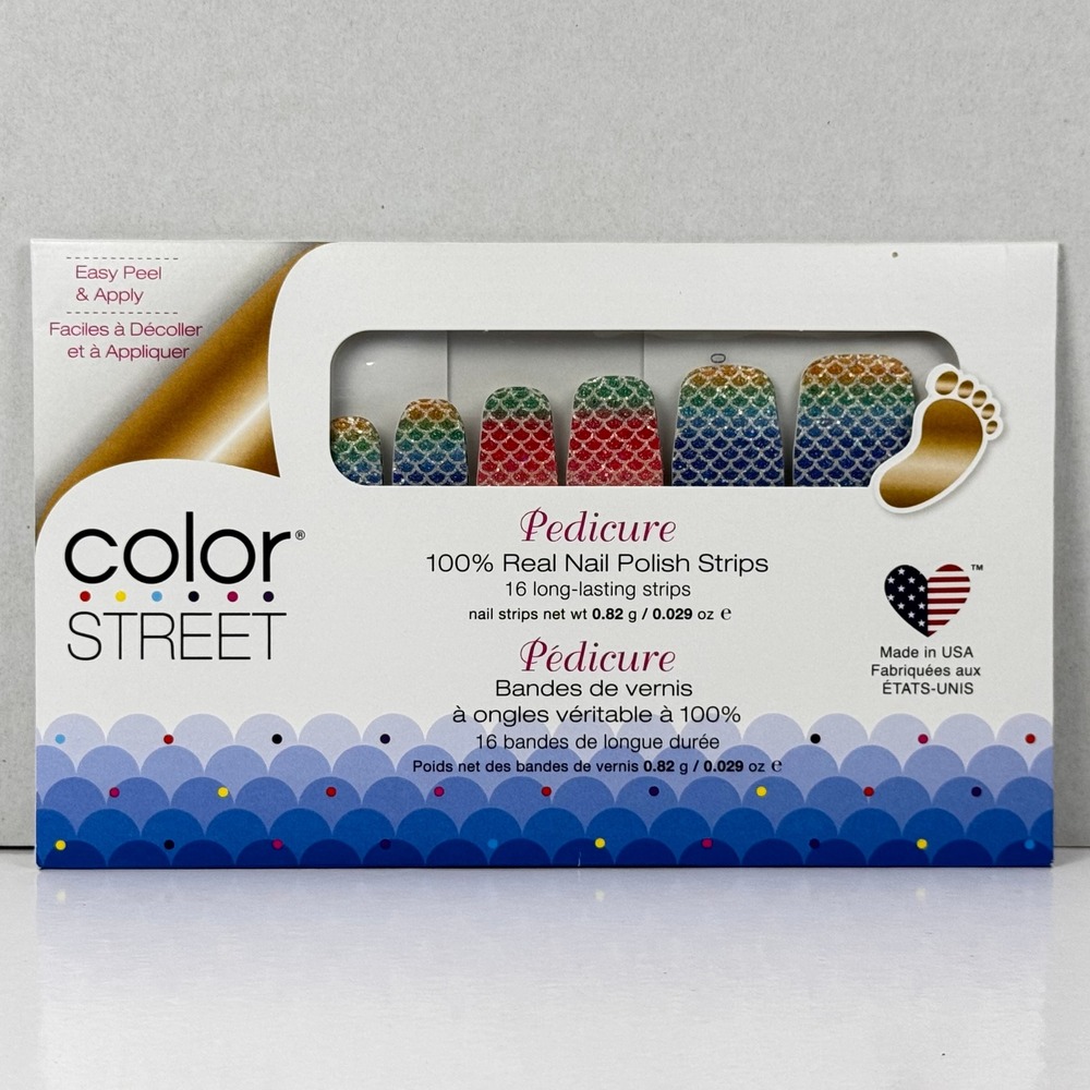 Color Street Pedicure Nail Strips – How Swede It Is – Blue Glitter – New